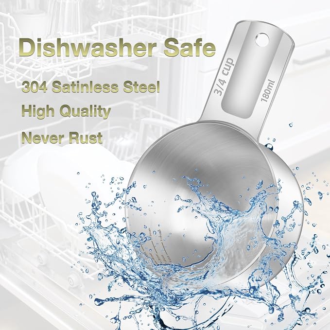 2PCS 3/4Cup Single Measuring Cup, Etched Inner Scale Stainless Steel Measure - Image 6