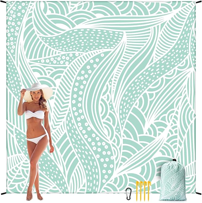 HIHOHO Beach Blanket Waterproof Sandproof Extra Large Beach Mat 79" X - Image 5