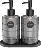 MASADI Soap Dispenser Set with Bamboo Tray, Dish and Hand Soap Lotion Dispenser by masadi