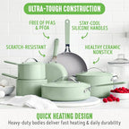 GreenLife 10-Piece Nonstick Ceramic Cookware Set, Lightweight Healthy PFAS-Free - Image 4