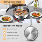 EWFEN Tri-Ply Stainless Steel Frying Pan 3QT, 10 Inch Deep Frying Pan - Image 4