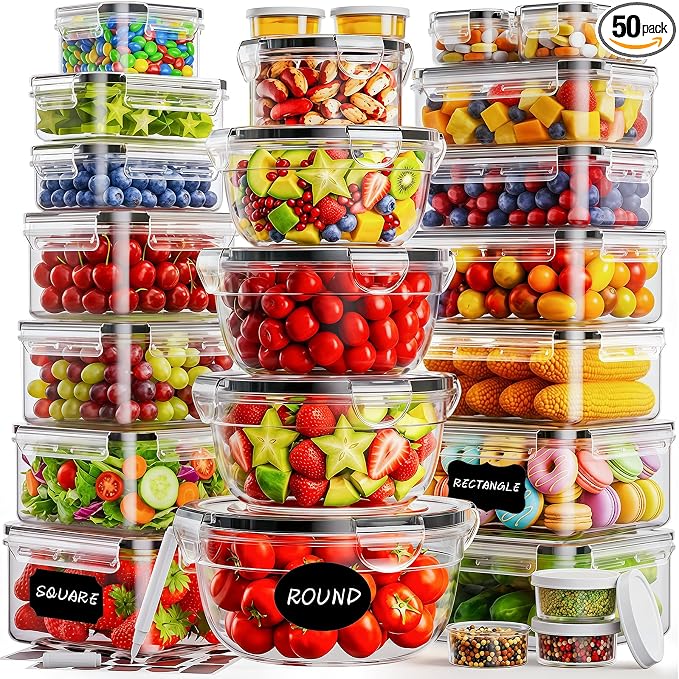 50 PCS Food Storage Containers by TOPCHASE