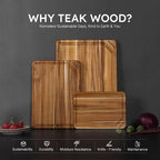 3 Pack Teak Wood Cutting Board Set - Image 3