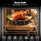 18” Roaster Pan with Lid and Rack, Large Enamel Roaster Pan with Oval Roasting - Image 4