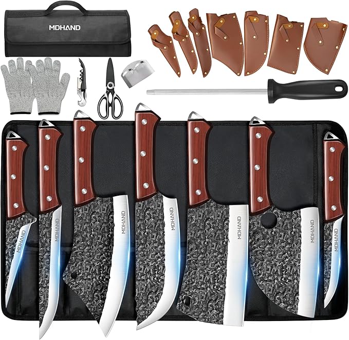 MDHAND Butcher Knife Set, Sharp Meat Cleaver Knife & Bone Chopper Knives & by MDHAND