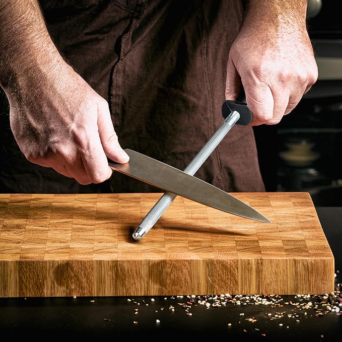 Knife Sharpener Rod, Kitchen Knives Sharpener Carbon Steel Professional Knife - Image 6