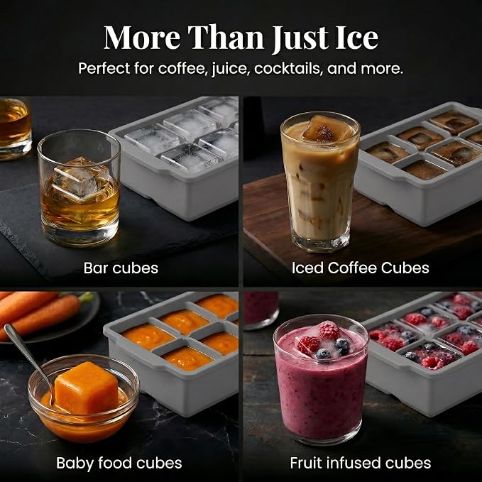 KitchFort Large Silicone Ice Cube Tray, Easy Release 2" Big Ice Cubes - Image 8
