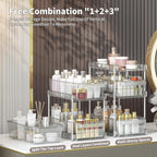 Clear Bathroom Organizers 2 Sets 3 Tier, Pull Out Organizer and Storage - Image 2
