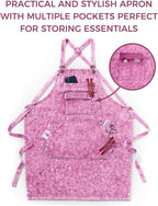 Denim Apron with Pockets for Hair Stylist Gardening Craftsmen Barista Women - Image 8