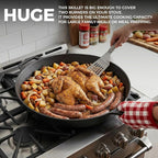 EDGING CASTING Pre-Seasoned Large Cast Iron Skillet 17 Inch, Dual Handle - Image 2