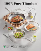Titanium Au Gratin Pans Set 8/10/12 Inch, Pure Titanium Hammered Frying Pans - Image 2
