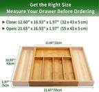 VaeFae Premium Bamboo Drawer Organizer, Expandable Silverware Drawer Organizer - Image 3