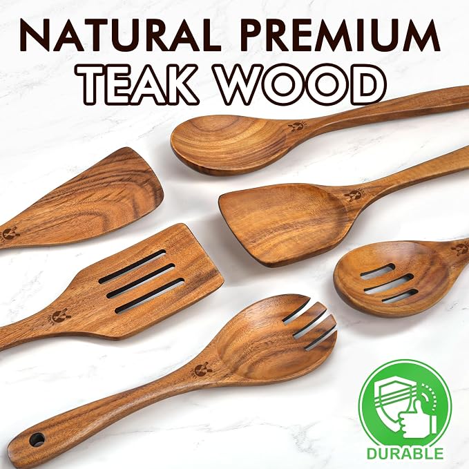 Wooden Spoons for Cooking, Cooking Utensils Set - Image 2