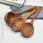 GreyWooden Kitchen Utensil Set, 100% Natural Teak Wooden Spatula - Image 4