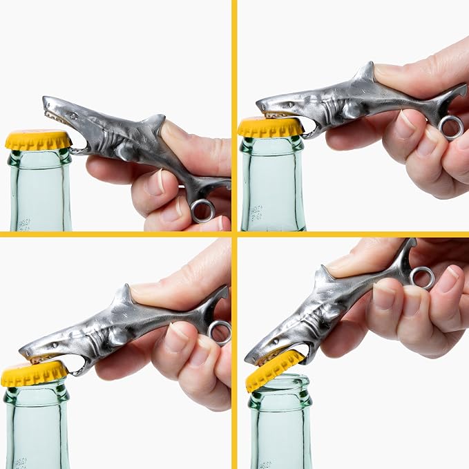 Shark Bottle Opener for Men – Funny Great White Shark Metal Beer Cap Tool – - Image 2