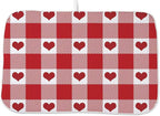 Happy Valentines Day Dish Drying Mat 18 x 24 inch Red Checkered Love Hearts by AEIOAE