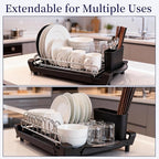 Dish Drying Rack Compact Expandable Double-Decker: Stainless, Rust-Proof - Image 3