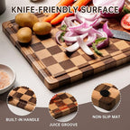 Checkered Cutting Boards for Kitchen, Wooden Cutting Board Set, Acacia Chopping - Image 3
