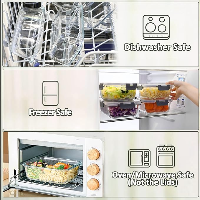 M MCIRCO 10-Pack, 22 Oz Glass Meal Prep Containers, Glass Food Storage - Image 4