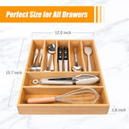 Bellsal Bamboo Silverware Drawer Organizer, Kitchen Utensil Drawer Organizers - Image 3