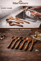 Teak Wood Kitchen Utensils Set – 6 Piece, Sustainable Teak Cooking Utensils - Image 9
