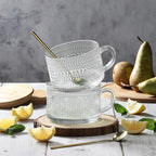 Vintage Coffee Mugs, Overnight Oats Containers - 14oz Clear Embossed Glass Cups - Image 6