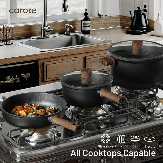 CAROTE 24Pcs Nonstick Kitchen Titanium Cookware Sets, Non stick Pots and Pans - Image 6