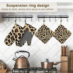Leopard Print Oven Mitts and Pot Holders Sets of 4, Heat Resistant Silicone - Image 5