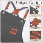 Chef Aprons for Men Women with Large Pockets, Cotton Canvas Water Repellent - Image 5