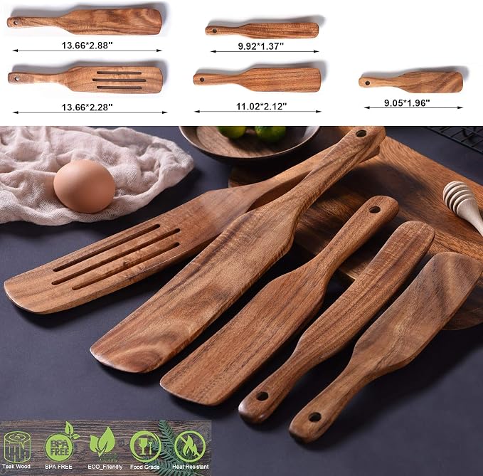 Spurtle Set, Wooden Spurtle Set of 5, Wooden Spoons - Image 3