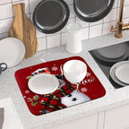 Christmas Dish Drying Mat for Kitchen Counter Snowman Let It Snow Microfiber - Image 6