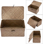 Sumnacon Wicker Basket with Lid Rectangle Woven Baskets - Image 4