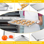 Homikit 2 Pack Baking Sheet, 16x12 Inches Stainless Steel Cookie Sheets - Image 3