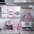 12 Pcs Farmhouse Pink Kitchen Decorations Sets 4 Pink and White Kitchen Towels - Image 7