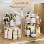 LAMU 12inch 2 Tier Lazy Susan Turntable Organizer Rotating Spice Rack - Image 2