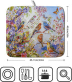 Spring Bird Dish Drying Mats for Kitchen Counter Floral Small Dish Drying Pad - Image 2