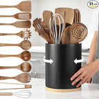 SiliFine 11 Pcs Wooden Kitchen Utensils Set by SiliFine