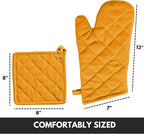 Oven Mitt & Pot Holder 100% Cotton Set of Heat Resistant Oven Gloves & Hot Pads - Image 2
