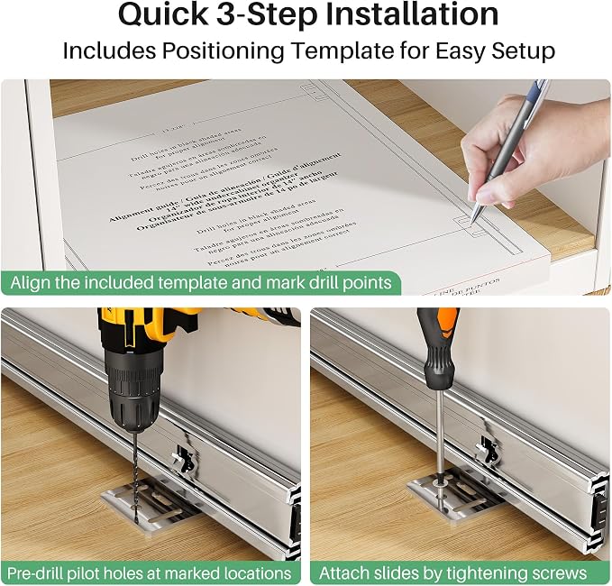 Pull out Cabinet Organizer, Heavy Duty Smooth Sliding Under Cabinet Shelves - Image 7