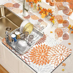 Findosom 2PCS 16" x 24" Fall Dish Drying Mat & 24" x 5.5" Sink Splash Guard by Findosom