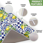 Lemon and Blue Tile Dish Drying Mat 16x18 Inch Absorbent Reversible Mexican - Image 3