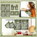 Leinuosen 8 Pcs Kitchen Towels and Oven Mitts Sets Pot Holders Dishcloths Set - Image 2
