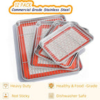 Baking Sheet Pan Set of 12, CEKEE Stainless Steel Cookie Sheets - Image 3