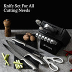 Knife Set, Emojoy 15 Pieces Kitchen Knife Block Set - Image 7