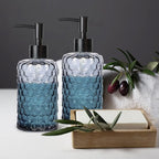 Clear Charcoal Blue Glass Soap Dispenser - Image 8