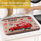 Valentine's Day Truck Dish Drying Mat 16x18 inch Love Heart Washable Absorbent - Image 7