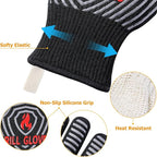 QUWIN BBQ Gloves, Oven Gloves, 1472℉ Extreme Heat Resistant, Grilling Gloves - Image 5