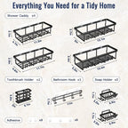8 Pack Adhesive Rustproof Shower Shelves - Image 8