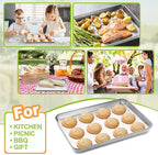 Small Baking Sheet of 2, CEKEE Stainless Steel Baking Pan Tray Cookie Sheet - Image 6