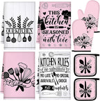 Leinuosen 8 Pcs Kitchen Towels and Oven Mitts Sets Pot Holders Dishcloths Set by Leinuosen